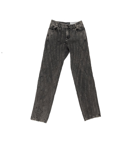 SPIRAL BAGGY JEANS WASHED BLACK