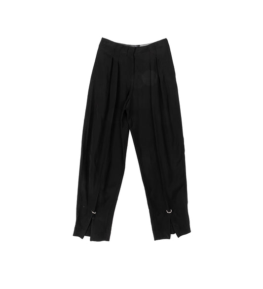 PIERCED LOOSE TAILORED TROUSERS BLACK