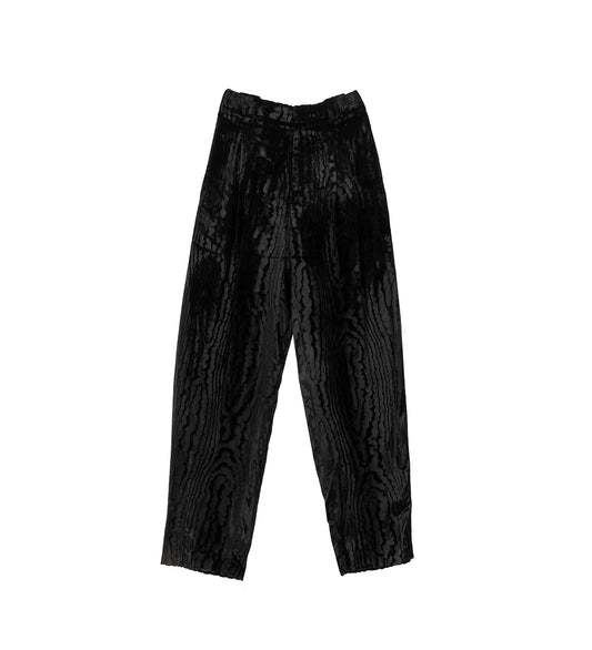 MOIRE VELVET TROUSERS BLACK