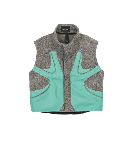 BOXY VEST JACKET DUSTY GREY / TURQUOISE GREEN