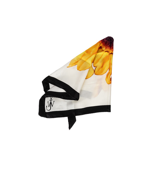 SUNFLOWER PRINT SCARF WHITE/BLACK