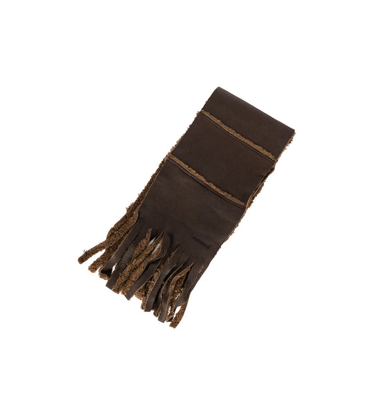 SHEARLING SCARF RUSTIC GRAIN BROWN SHEARLING