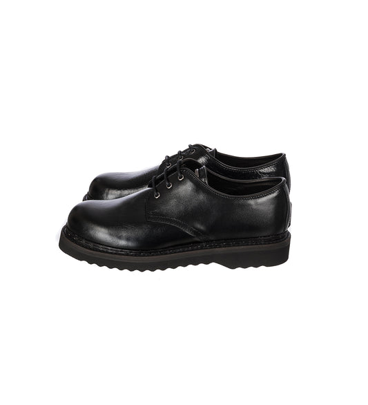 TRAMPLER SHOES BLACK CRACKED PATENT LEATHER