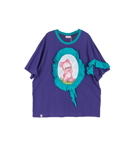 RUFFLE PATCH TEE PURPLE/GREEN