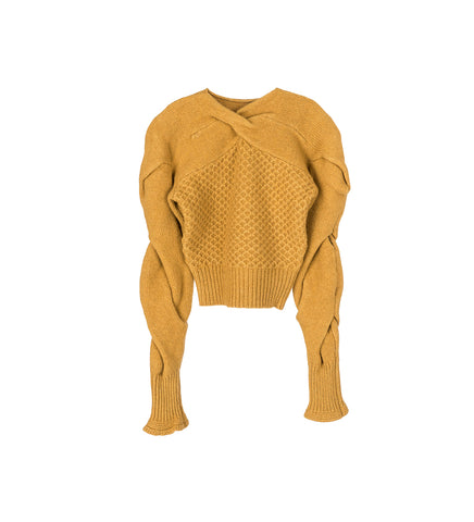 DENDRA CABLED PULLOVER KNIT GOLD