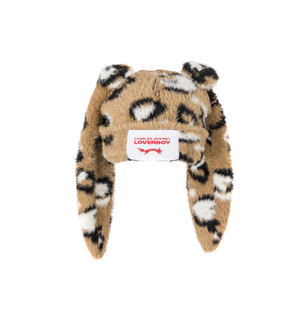 FLUFFY CHUNCKY RABBIT BEANIE LEOPARD