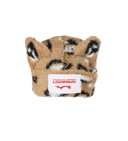 FLUFFY CHUNCKY EARS BEANIE LEOPARD