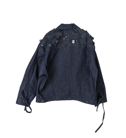 OLGA JACKET WITH FLOWER APPLIQUÉ INDIGO