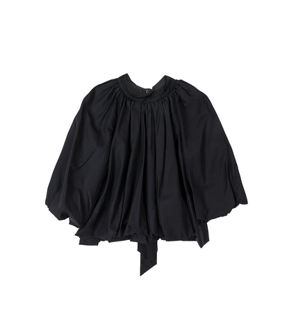 PUFF SLEEVE BACK BOW BALLOON TOP BLACK