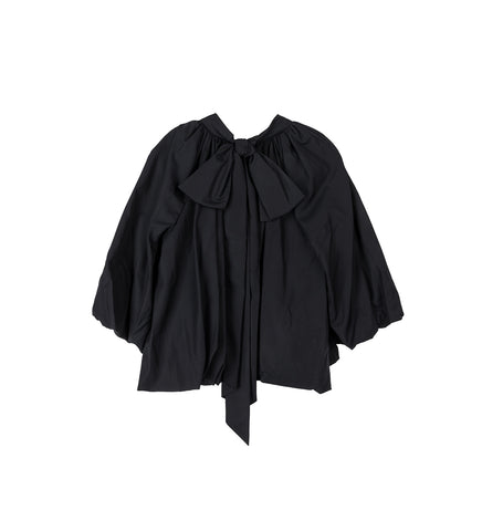 PUFF SLEEVE BACK BOW BALLOON TOP BLACK