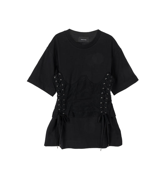 BOXY T-SHIRT W/ CORSET PANEL BLACK/BLACK