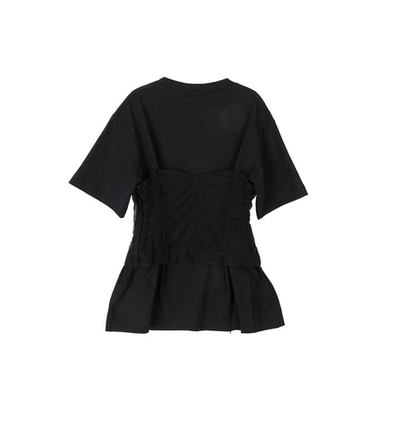 BOXY T-SHIRT W/ CORSET PANEL BLACK/BLACK