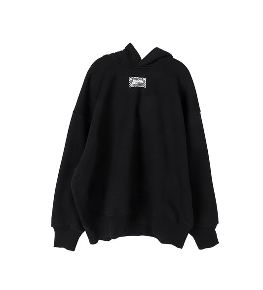 LACE LABEL OVERSIZED HOODIE BLACK