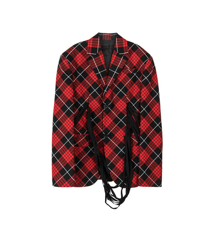 TARTAN TAILORED JACKET WITH LACING RED/BLACK/WHITE