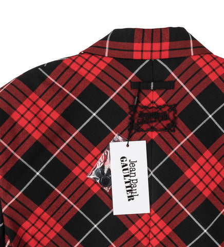 TARTAN TAILORED JACKET WITH LACING RED/BLACK/WHITE