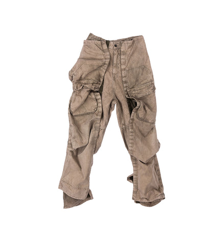 VELCRO CARGO PANTS WASHED KHAKI