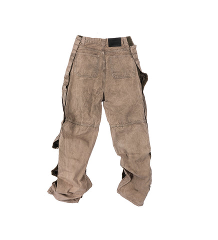 VELCRO CARGO PANTS WASHED KHAKI