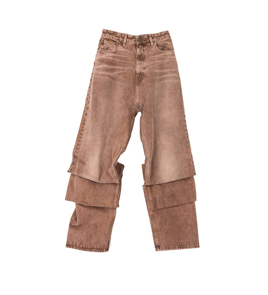 DRAPED CUFF JEANS PINK WHISKERS