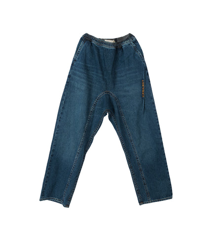 EVERGREEN PINCHED LOGO SOUFFLE JEANS VINTAGE BLUE