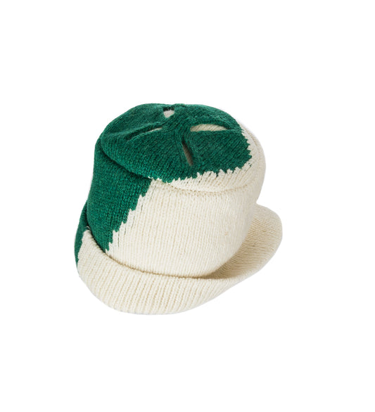 KNIT BEANIE GREEN / CREAM