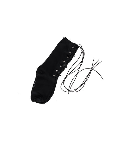 LACE UP ANKLE SOCKS BLACK