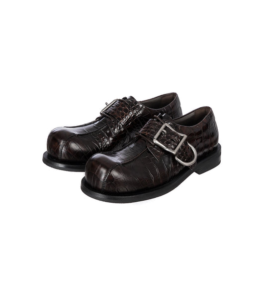 BULB TOE BUCKLE LOAFER BROWN