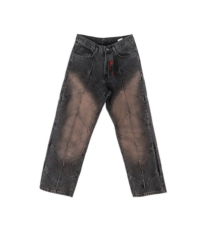 WASHED RAVE JEANS BROWN SPRAY