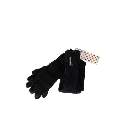 HAND KNITTED LONG GLOVES BLACK