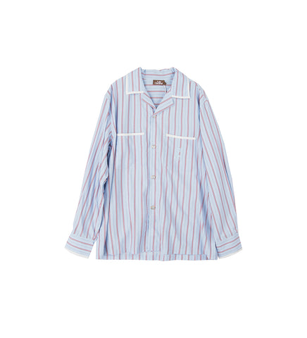 STRIPED BOWLING SHIRT LIGHT BLUE/RED