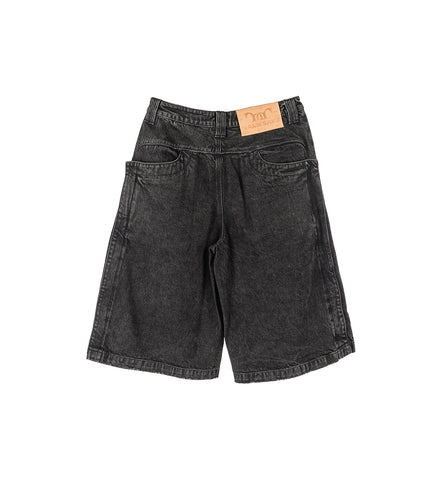 SEAN DISTRESSED STAIN DENIM SHORTS CHARCOAL BLACK