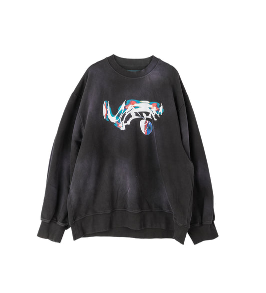 SANDERS WASHED FLOATER CREWNECK EUPHORIC BLACK