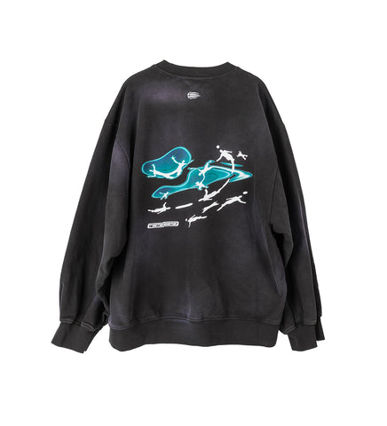 SANDERS WASHED FLOATER CREWNECK EUPHORIC BLACK