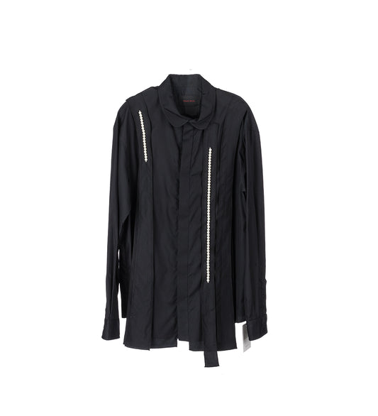 INVERTED SEAM CLASSIC FIT SHIRT W/EMB BLACK/PEARL