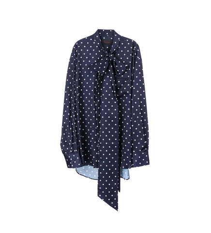 EASY SHIRT W/FRONT NECK BOW NAVY