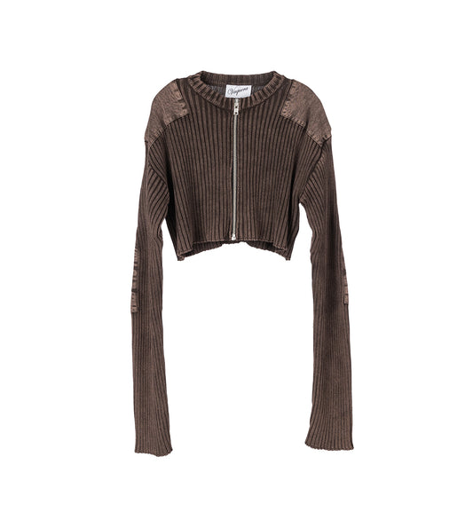 ZIPPER CARDIGAN BROWN