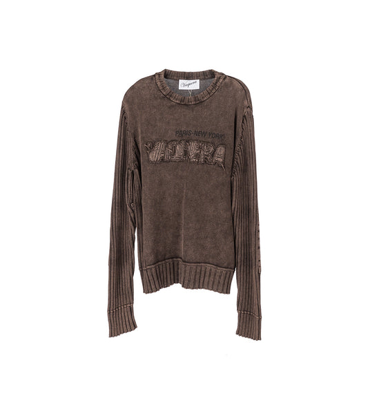 RIB KNIT SWEATER BROWN