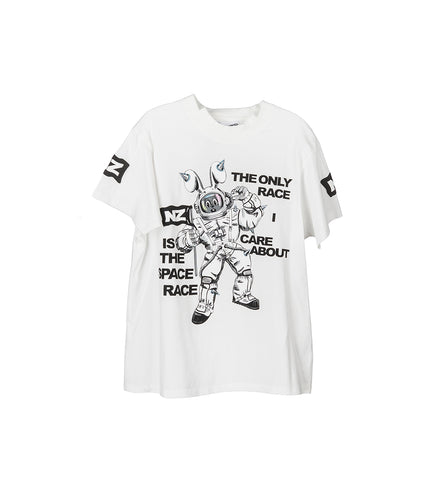 T-SHIRT WITH PRINT SPACE BUNNY WHITE/BLACK