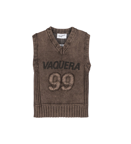 RIB KNIT VEST BROWN