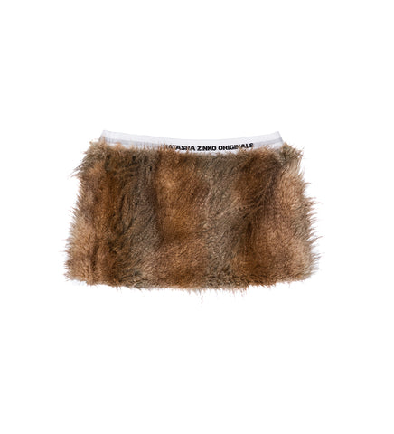 FUX FUR MINI SKIRT BROWN