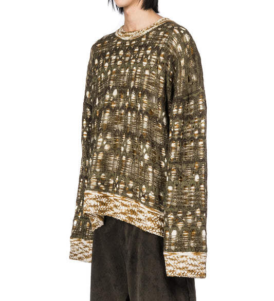 HAMMONS PERFORATED CREWNECK OLIVE GREEN