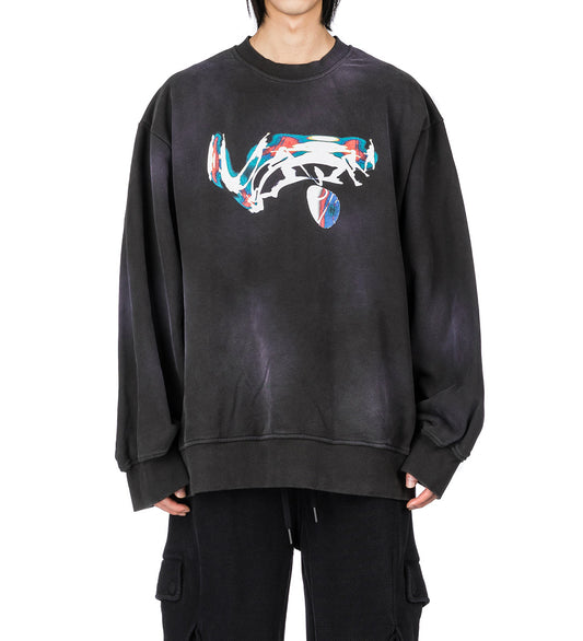 SANDERS WASHED FLOATER CREWNECK EUPHORIC BLACK