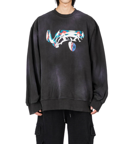 SANDERS WASHED FLOATER CREWNECK EUPHORIC BLACK