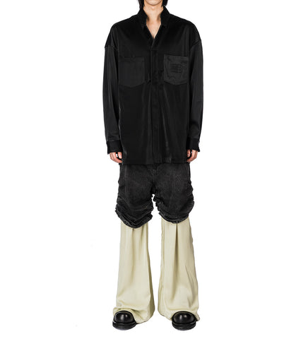 OLIVER CUTAWAY COLLAR PYJAMA SHIRT EUPHORIC BLACK