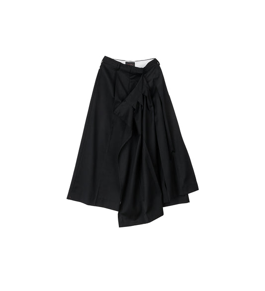 PLEATED APRON OVERLAY TROUSERS BLACK