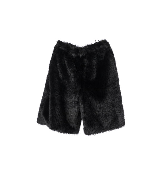 FAUX FUR BOXING SHORTS BLACK