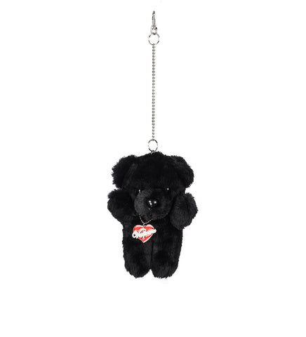 TEDDY BEAR KEYCHAIN BLACK SHORT FUR