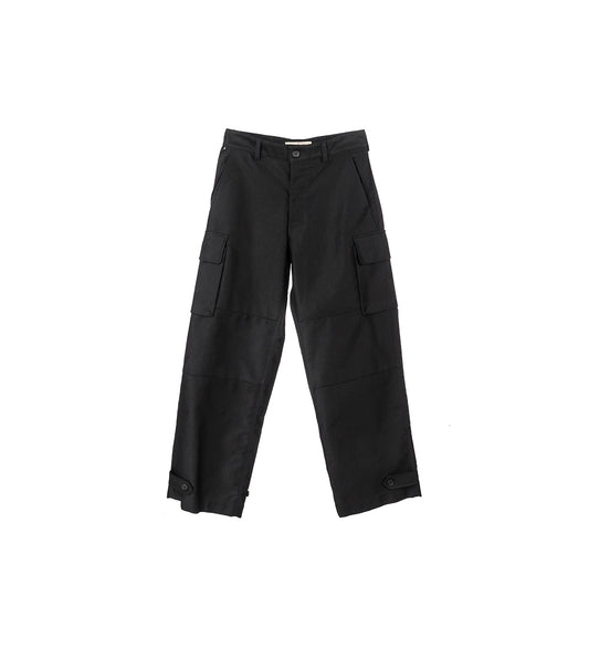 WIDE COTTON CARGO PANTS BLACK