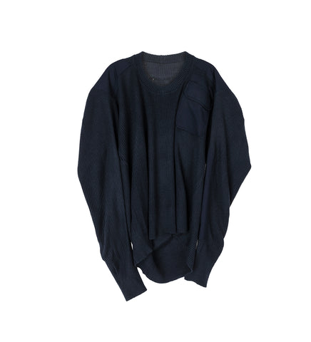 MOVED NECKLINE MILITARY KNIT BLUE