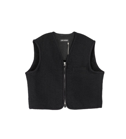 TOP VEST EVENING BLACK BOUCLE WOOL