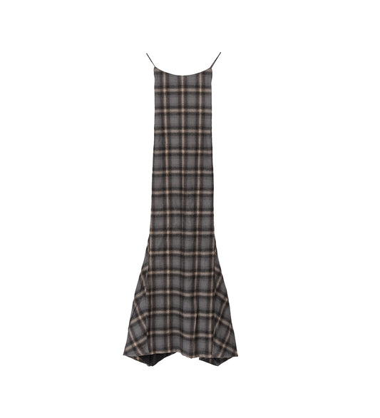 NAIAD DRESS OYSTER CHECK HAIRY FLANNEL